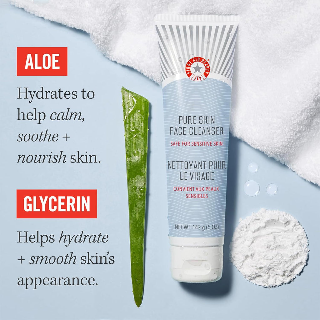 Pure Skin Face Cleanser, Sensitive Skin Cream Cleanser with Antioxidant Booster, 5 Oz. (Pack of 2)