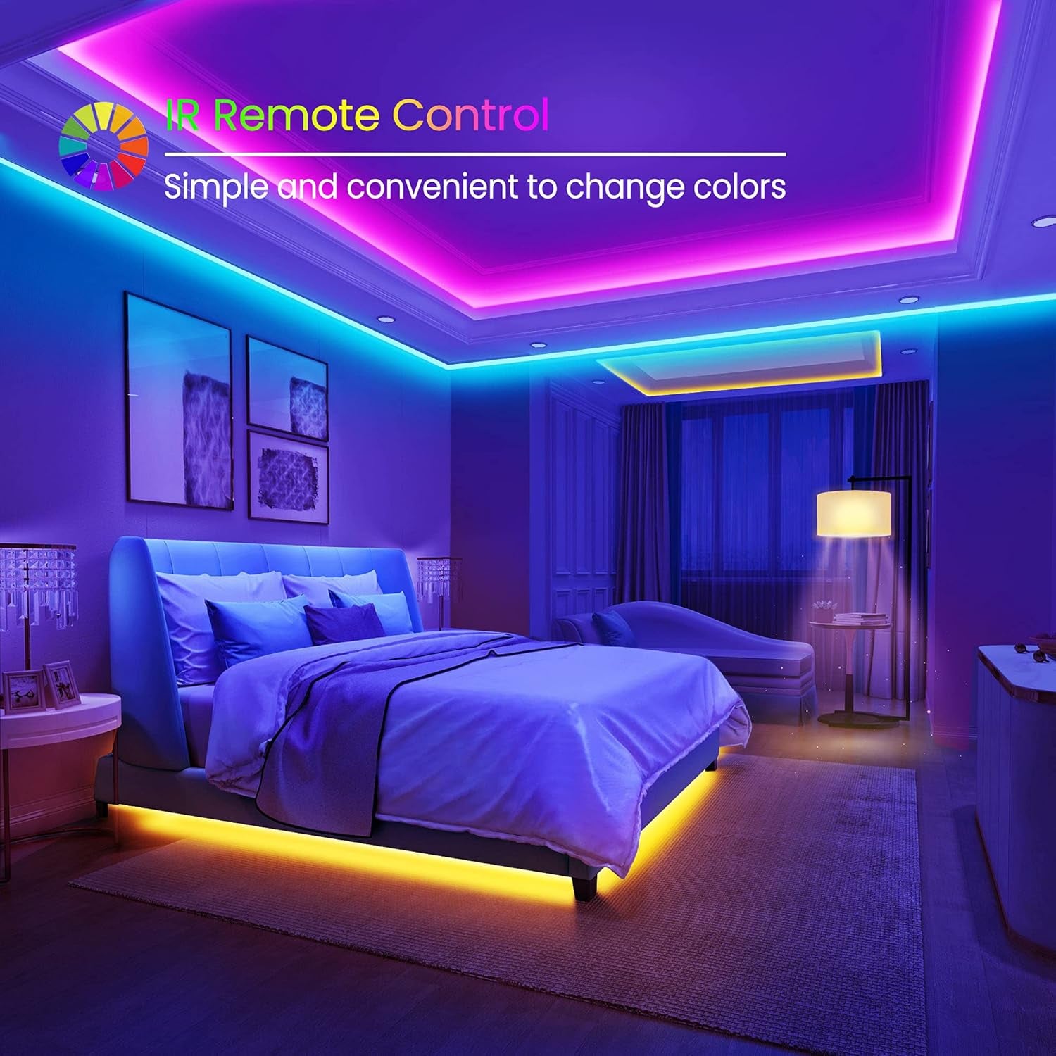 Outdoor RGB Smart IC Gaming Lights,10 Ft Neon Light Strip,App Controlled,Dramcolor,Water-Flow,Dynamic Color Changing Light,Flexible,Projective Diy,Gaming Room,Desk,Under Table