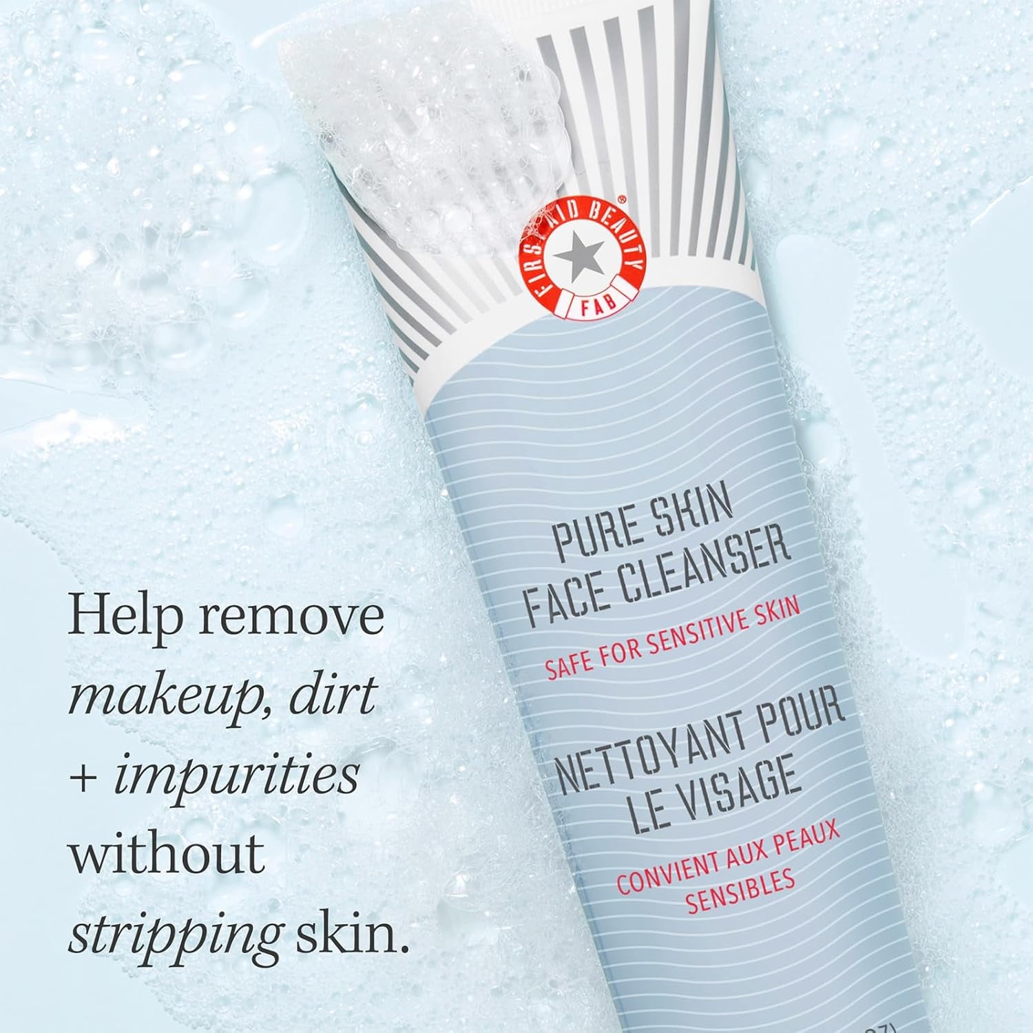 Pure Skin Face Cleanser, Sensitive Skin Cream Cleanser with Antioxidant Booster, 5 Oz. (Pack of 2)