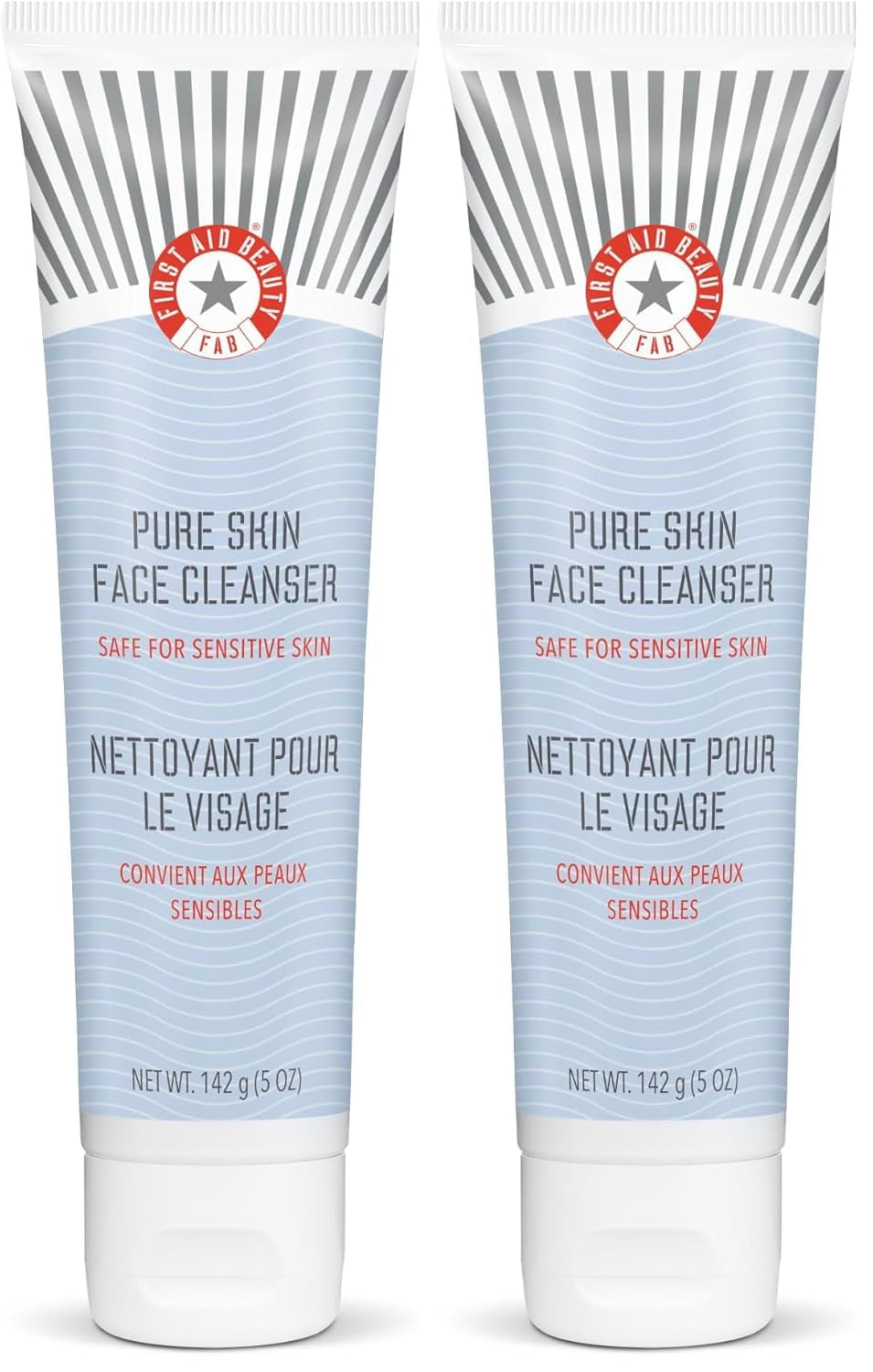 Pure Skin Face Cleanser, Sensitive Skin Cream Cleanser with Antioxidant Booster, 5 Oz. (Pack of 2)